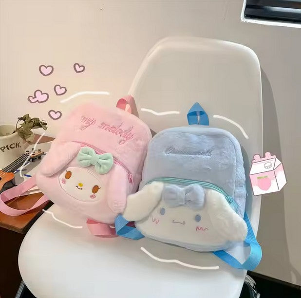 2025 High Quality Sanrios Plush Backpack Cartoon Cute Melody Cinnamon Plush Backpack Toy Girl's Gift