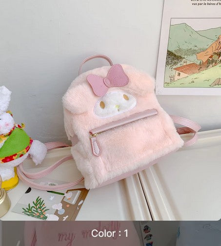 2025 High Quality Sanrios Plush Backpack Cartoon Cute Melody Cinnamon Plush Backpack Toy Girl's Gift