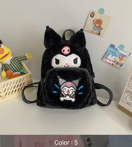 2025 High Quality Sanrios Plush Backpack Cartoon Cute Melody Cinnamon Plush Backpack Toy Girl's Gift