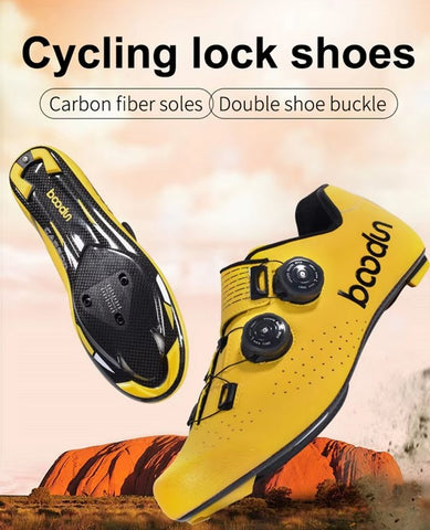 Chaussures de cyclisme professionnelles pour hommes – route et course | Respirantes et légères en fibre de carbone | Système de laçage rapide pour la vitesse et le confort