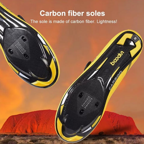 Chaussures de cyclisme professionnelles pour hommes – route et course | Respirantes et légères en fibre de carbone | Système de laçage rapide pour la vitesse et le confort