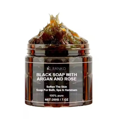 Moroccan Beldi Soap – Natural Organic Black Soap for Exfoliating, Detoxifying, and Hydrating Skin – Ideal for Body Scrub, Spa & Hammam Rituals, Removes Dead Skin Cells 200 grams