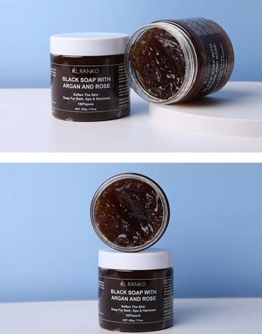 Moroccan Beldi Soap – Natural Organic Black Soap for Exfoliating, Detoxifying, and Hydrating Skin – Ideal for Body Scrub, Spa & Hammam Rituals, Removes Dead Skin Cells 200 grams