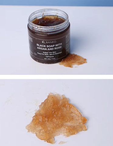 Moroccan Beldi Soap – Natural Organic Black Soap for Exfoliating, Detoxifying, and Hydrating Skin – Ideal for Body Scrub, Spa & Hammam Rituals, Removes Dead Skin Cells 200 grams