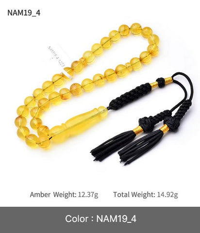 Chapelet musulman en ambre de la Baltique, perles de prière en ambre, chapelet transparent Tasbih Tesbih en ambre pour la prière musulmane, 33 perles Tasbeeh, 57 perles Tasbeeh, perles de prière musulmanes