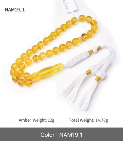 Chapelet musulman en ambre de la Baltique, perles de prière en ambre, chapelet transparent Tasbih Tesbih en ambre pour la prière musulmane, 33 perles Tasbeeh, 57 perles Tasbeeh, perles de prière musulmanes