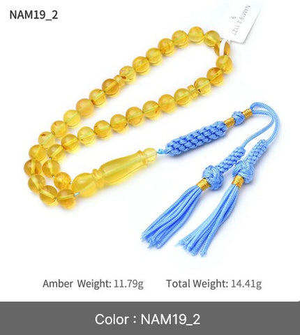 Chapelet musulman en ambre de la Baltique, perles de prière en ambre, chapelet transparent Tasbih Tesbih en ambre pour la prière musulmane, 33 perles Tasbeeh, 57 perles Tasbeeh, perles de prière musulmanes
