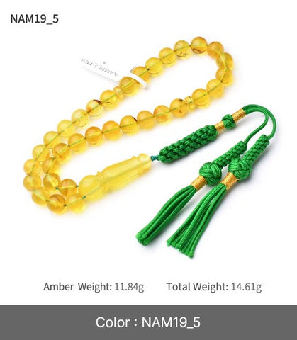 Chapelet musulman en ambre de la Baltique, perles de prière en ambre, chapelet transparent Tasbih Tesbih en ambre pour la prière musulmane, 33 perles Tasbeeh, 57 perles Tasbeeh, perles de prière musulmanes