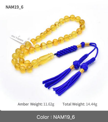 Chapelet musulman en ambre de la Baltique, perles de prière en ambre, chapelet transparent Tasbih Tesbih en ambre pour la prière musulmane, 33 perles Tasbeeh, 57 perles Tasbeeh, perles de prière musulmanes