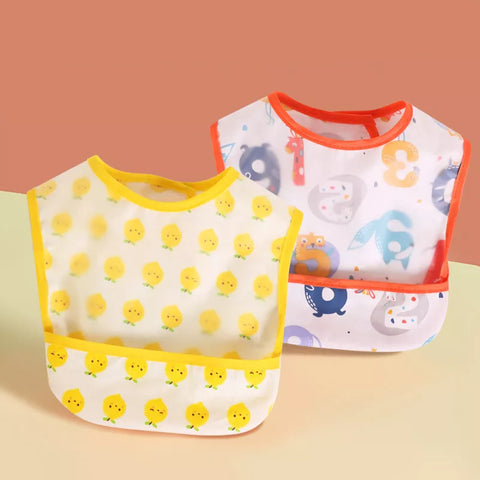 Boys Bibs Waterproof Apron Kid Cartoon Number Cherry Cat Feeding Bib Soft Burp Cloth For Toddler Boys Girls Bandana Bibs - Fashionner
