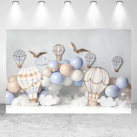 Photoshoot Mocsicka Hot Air Balloon Kids Birthday Backdrop Boy First Cake Smash Party Photography Backgrounds Photo Studio Photoshoot Props - Fashionner