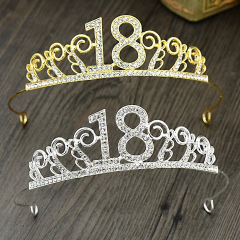 Party 1 Pcs 18th  Birthday Princess Crown Headband Crystal Wedding Crown Hairband Women Headwear Hair Decor - Fashionner