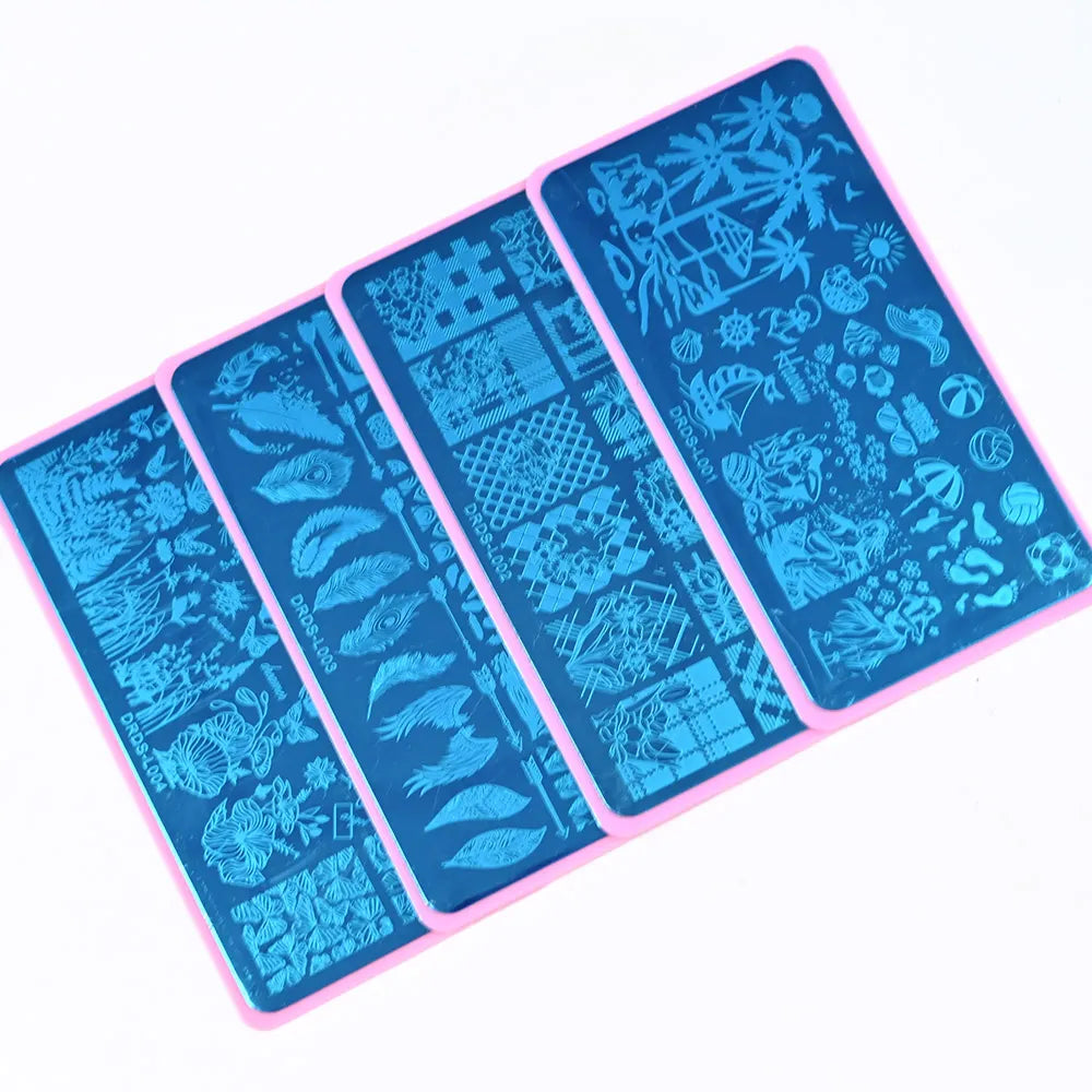 Stainless Steel 6X12cm Nail Art Stamping Plate Lace Geometric Pattern Butterfly Flower Nail Art Template Nail DIY Print Stencils - Fashionner