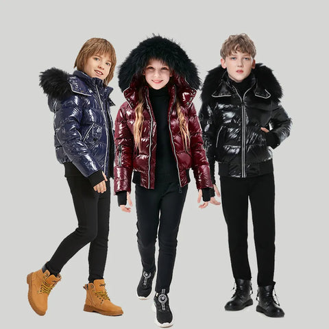 kids AP winter children coat for boys girls fashion white piping kids jackets waterproof shelling fabric + filling  white duck down - Fashionner