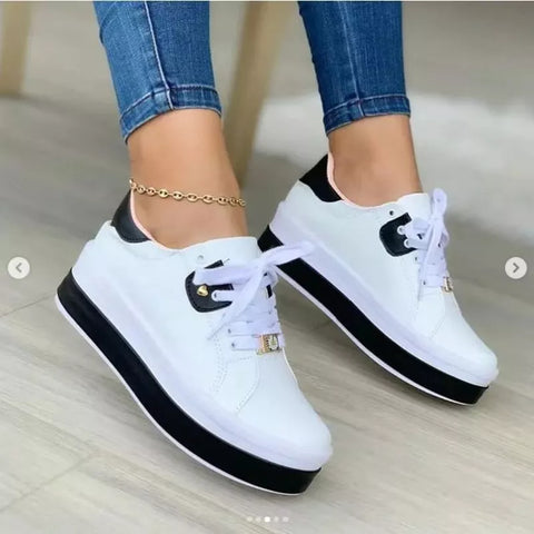 Buy Sneakers Casual Sneakers Women'S Fashion Plus Size 43 Ladies Casual Vulcanized Shoes Lace Up Thick Sole Sneakers Women'S Shoes online at Fashionner.
