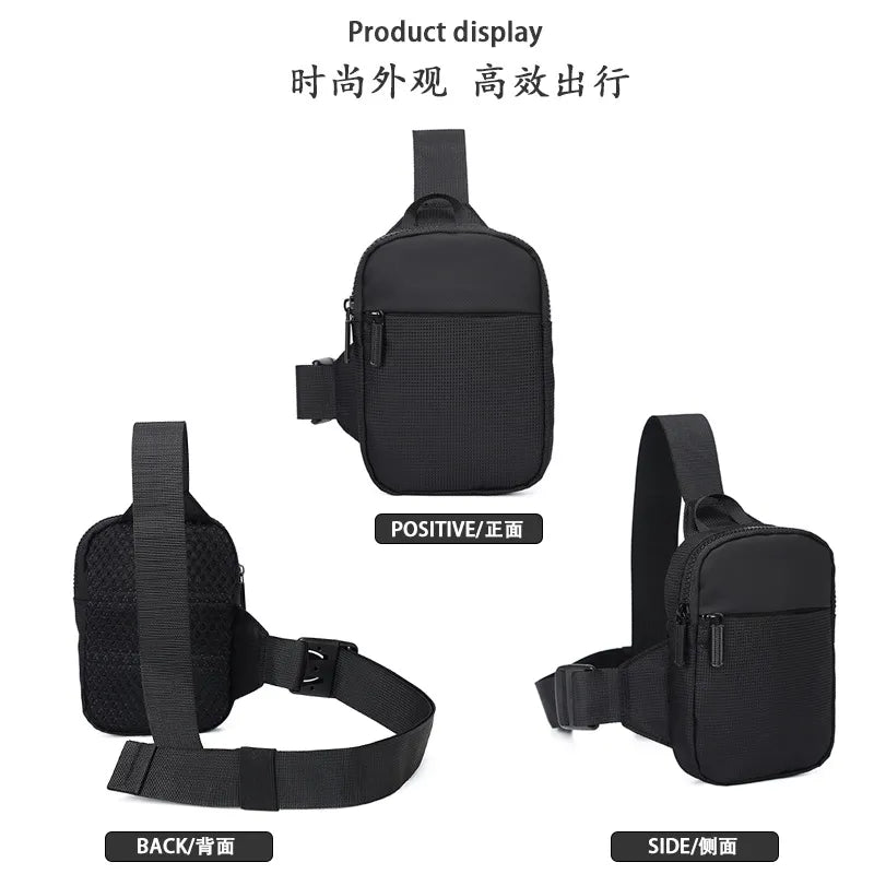 Japanese Men's Chest Bag Fashion Small Canvas Shoulder Crossbody Bags for Man Mini Cloth Sling Sport Cross Phone Male Handbag - Fashionner