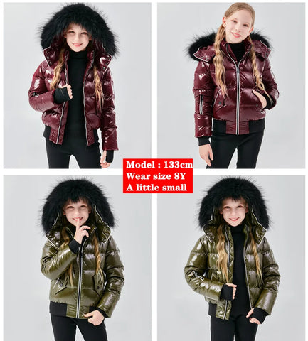 kids AP winter children coat for boys girls fashion white piping kids jackets waterproof shelling fabric + filling  white duck down - Fashionner