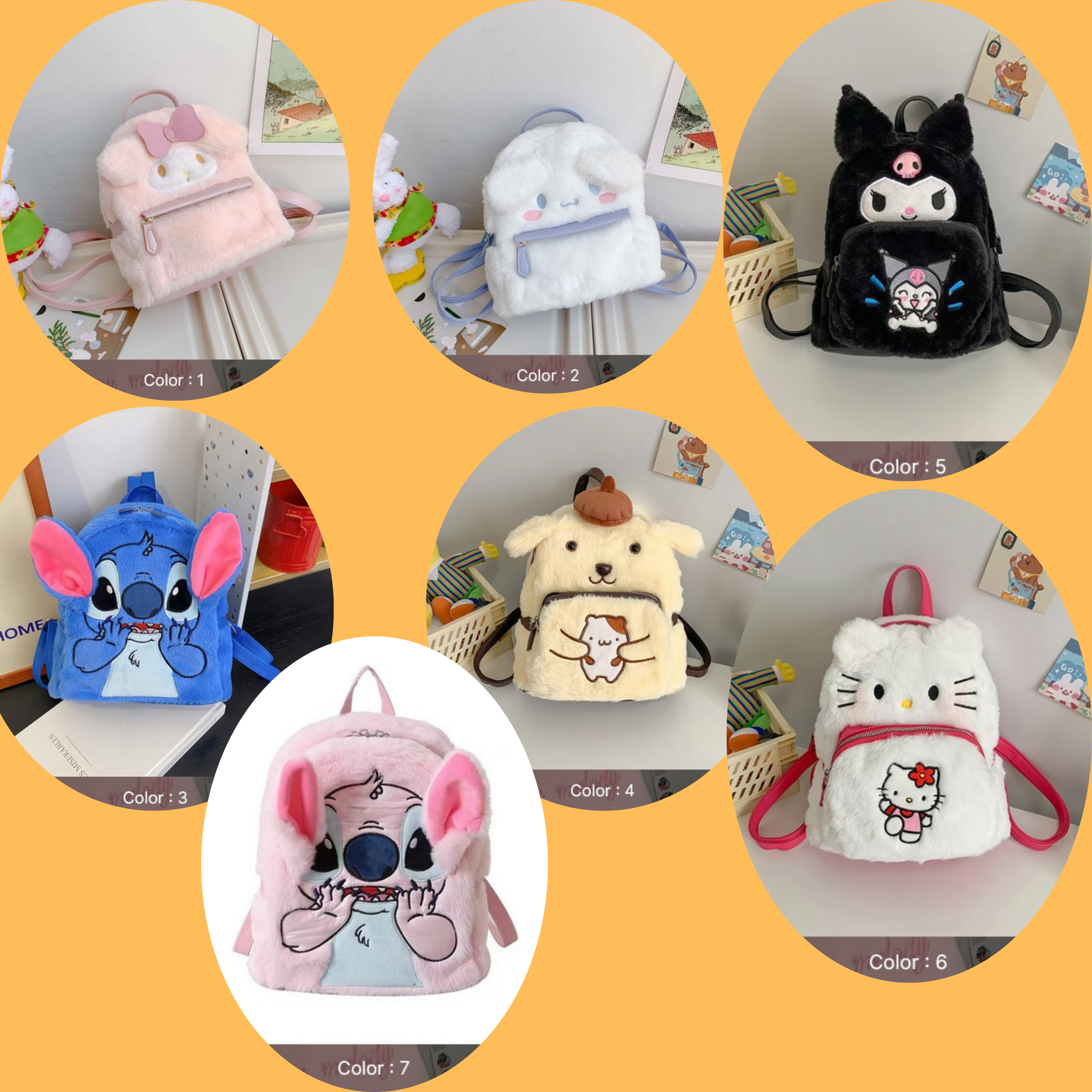 2025 High Quality Sanrios Plush Backpack Cartoon Cute Melody Cinnamon Plush Backpack Toy Girl's Gift