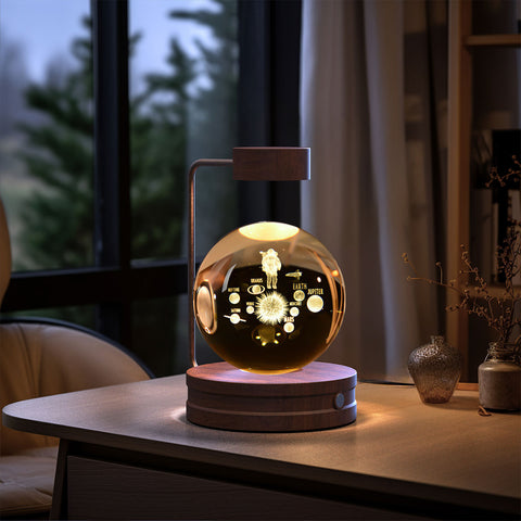 Veilleuse d'intérieur dinosaure cosmique boule de cristal, alimentée par USB, lumière chaude de chevet, cadeau d'anniversaire