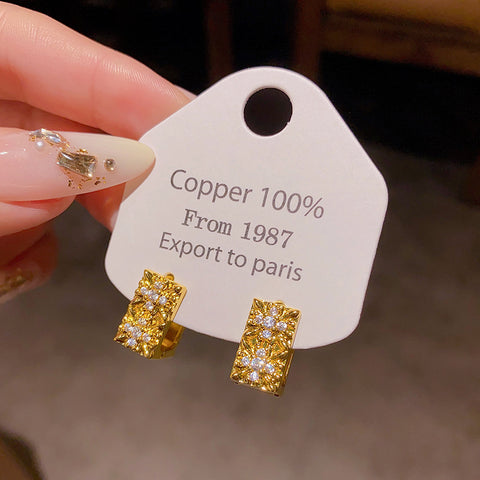 Buy Ultra-Shimmering Zircon Geometric Stud Earrings online at Fashionner.