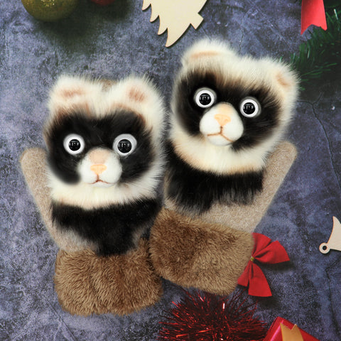 Gants d'hiver en peluche animaux pour femmes