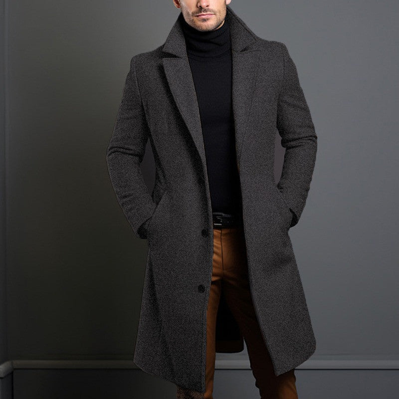 Buy Men'S Mid-Length Trench Coat Fall Winter Slim Pockets Single-Breasted Collar Jacket Casual Business Comfortable Overcoat Clothing online at Fashionner.
