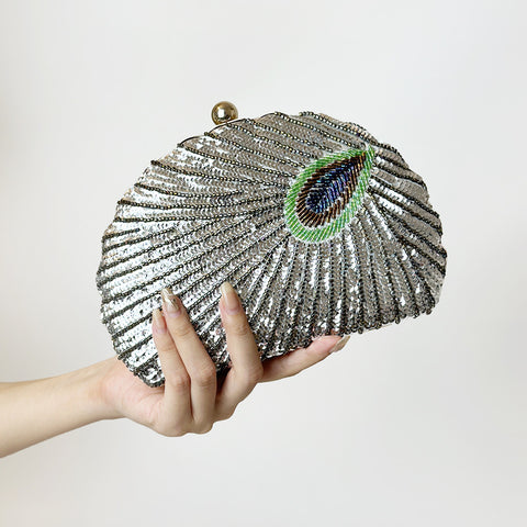 Sac à main chaîne bandoulière perlé asymétrique vintage pour femme