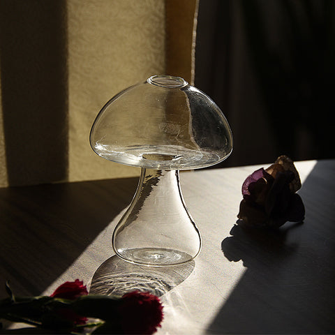 Mignon Vase en Verre en Forme de Champignon, Pot de Fleurs Hydroponique