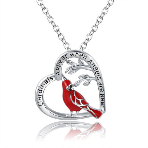 Collier Pendentif Cardinal Créatif en Forme de Cœur, Bijou Commémoratif Exquis pour Fête, Cadeaux d'Anniversaire, Cadeau de Saint-Valentin