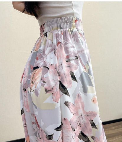 Women's Fashion High Waist Slimming Wide Hem Printed Dress - Fashionner