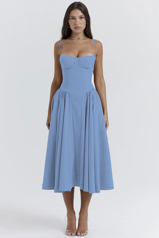 European And American Elegant Palace Style New Low-cut Suspender Large Swing Dress For Women - Fashionner