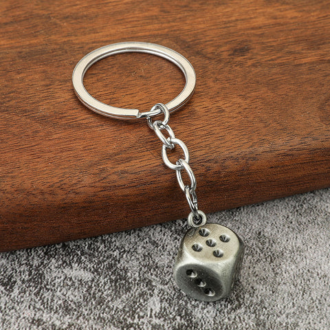 Porte-clés dés de joueur de mahjong en alliage de zinc