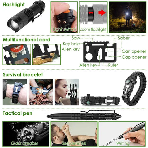 Kit de survie d'urgence 47 pièces Outil d'équipement EDC de survie
