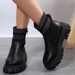 Women's Fashionable Knitted Women's Middle Boots - Fashionner