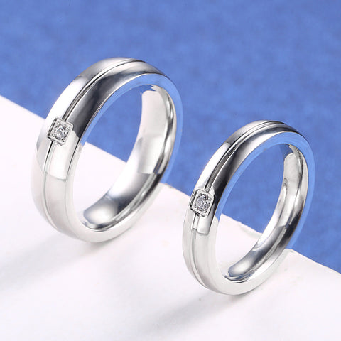 Bagues de Couple en Acier Titane Simple pour Hommes et Femmes