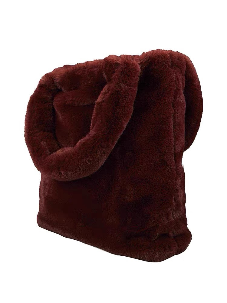 Oversized Capacity Tote Women's Plush Shoulder Tote Bag - Fashionner