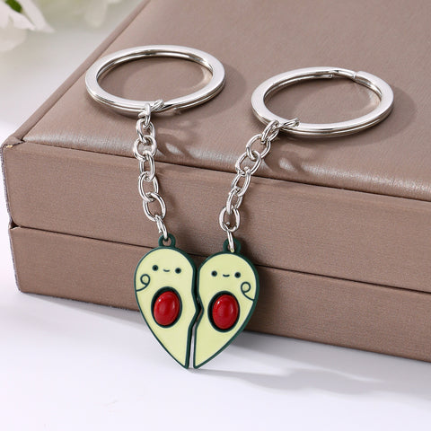 Ornements Pendentifs Mignons en Forme de Cœur pour Couple avec Boucle de Clé