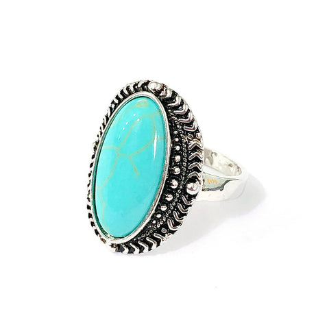 Bagues ovales vintage en turquoise pour hommes et femmes