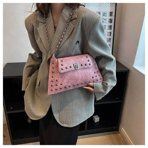 Rivet Bag Envelope Chain Crossbody - Fashionner