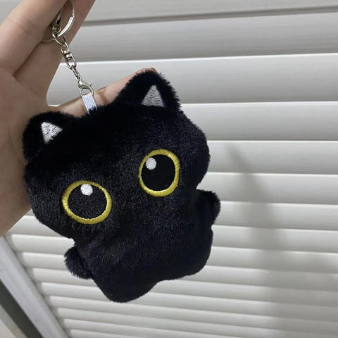 Pendentif poupée en peluche chat noir mignon