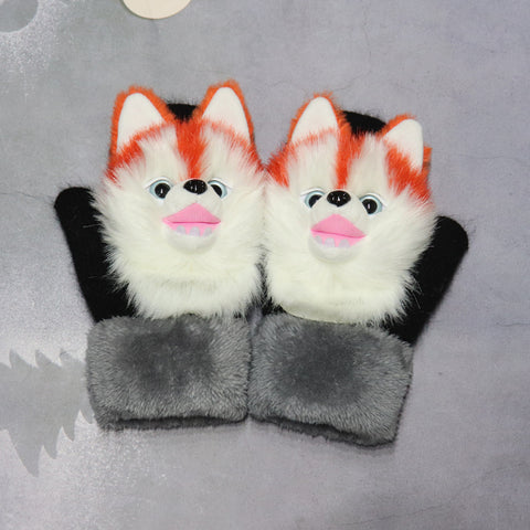 Gants d'hiver en peluche animaux pour femmes