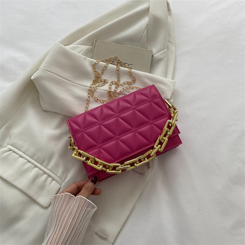 Solid Color Simple Chain Shoulder Bag - Fashionner