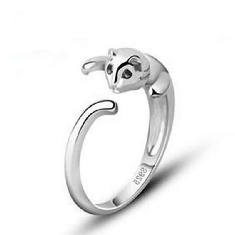 S925 Sterling Silver Ring Cat Couple Ring Female Tail Ring
