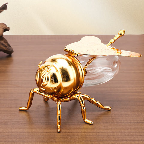 Pot à sucre en forme d'abeille de style classique, pot d'assaisonnement avec cuillère, artisanat en métal, gadgets de cuisine