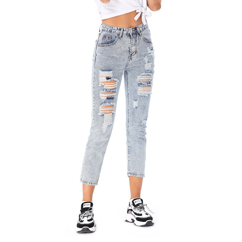 Jeans Women's Ripped Spring Casual Loose Jeans - Fashionner