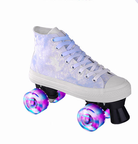 Patins à roulettes doubles à quatre roues pour adultes en toile camouflage
