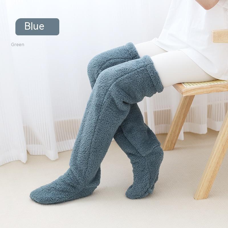Buy Over Knee High Fuzzy Long Socks Winter Warm Cold Leg Knee Joint Cold-Proof Stockings Home Floor Sleeping Socks online at Fashionner.