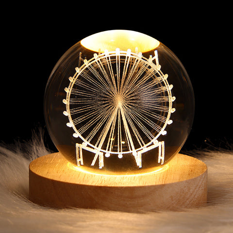 Ciel étoilé lumineux et planètes Lune Cristal de Lune Veilleuse Lampe de projection Lumière d'ambiance Cadeau créatif Nouveau cadeau insolite