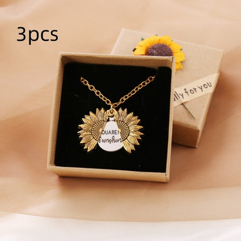 You Are My Sunshine Sunflower Necklace Women Men - Fashionner