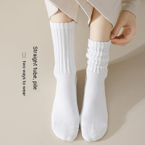 Winter Fleece-lined Thickened Middle Tube Cotton Thermal Terry Long Tube Casual Socks - Fashionner